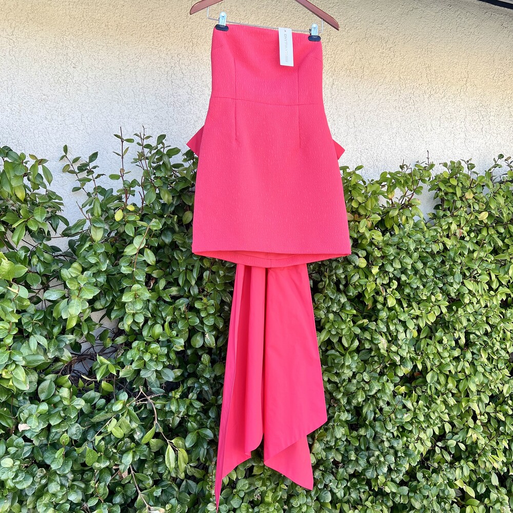 Rebecca Vallance Caitlin Bow Mini Dress Coral Pink Strapless Size 6 Small NWT - Picture 4 of 8